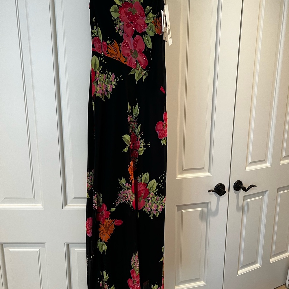 Alex Evenings Black Floral Maxi Dress